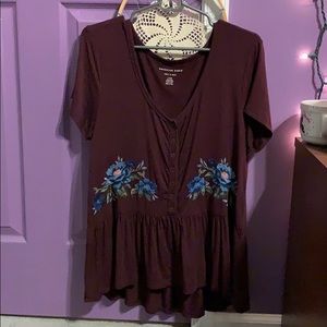 american eagle peplum style short sleeved shirt